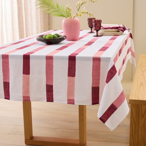 Hallie Stripe Pink Tablecloth