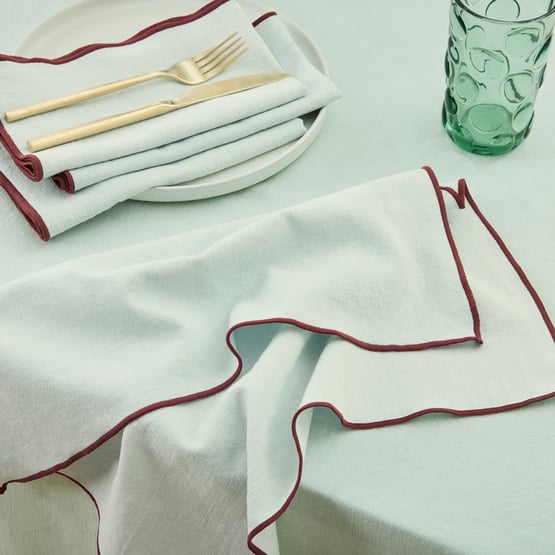 Lulu Mint & Burgundy Napkins Pack of 4