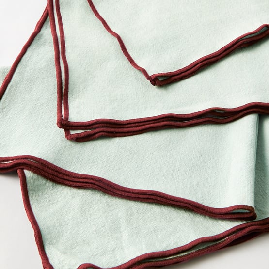 Lulu Mint & Burgundy Napkins Pack of 4