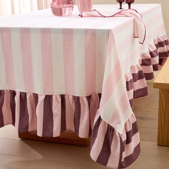 Valentina Frill Pink & Burgundy Tablecloth