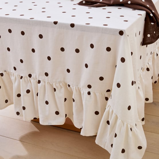 Spot Frill White Tablecloth