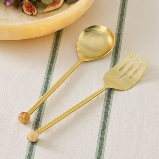 Arto Caramel Salad Servers Set of 2