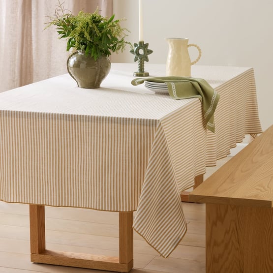 Sahara Caramel Stripe Tablecloth
