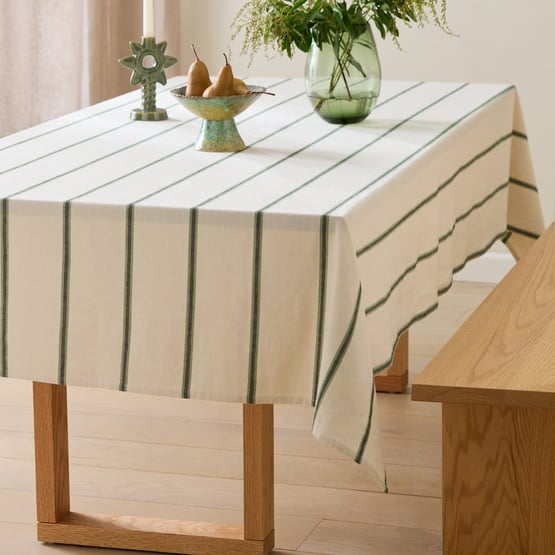 Frankie Green Stripe Tablecloth
