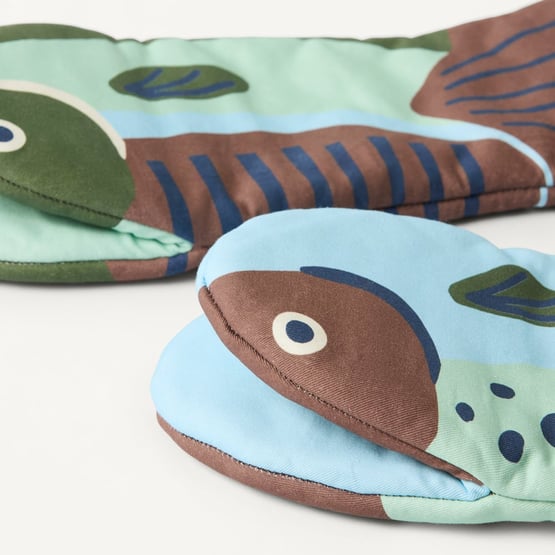 Fish Blue & Green Oven Mitt Pack of 2