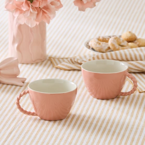 Rope Pink Handle Mug Set of 2