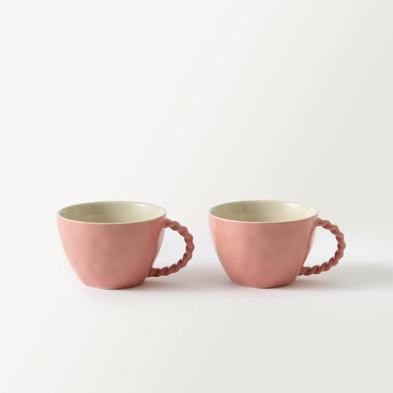 Rope Pink Handle Mug Set of 2