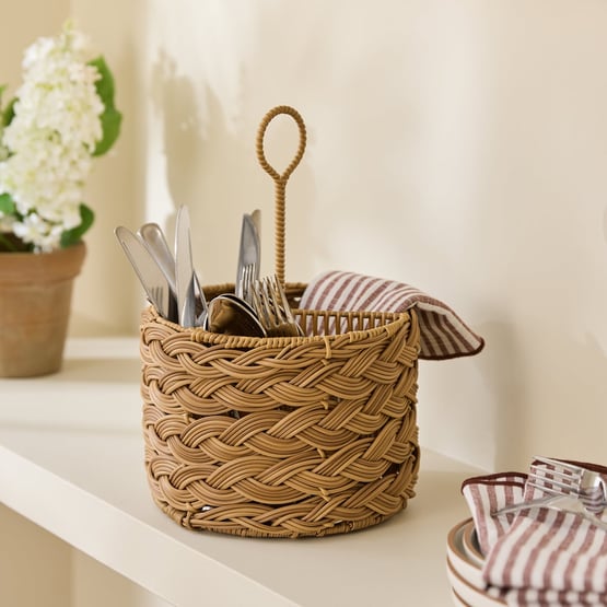 Plait Natural Woven Utensil Holder