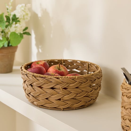 Plait Natural Woven Round Bowl