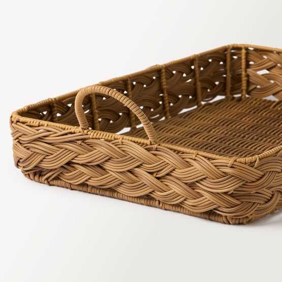 Plait Natural Woven Rectangle Tray with Handles