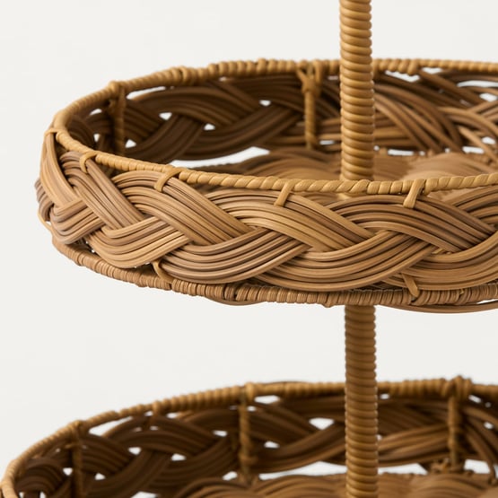 Plait Natural Woven Tiered Stand