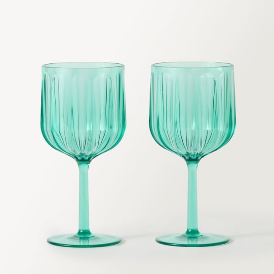 Airlie Green Fluted Wine Glass Pack of 2
