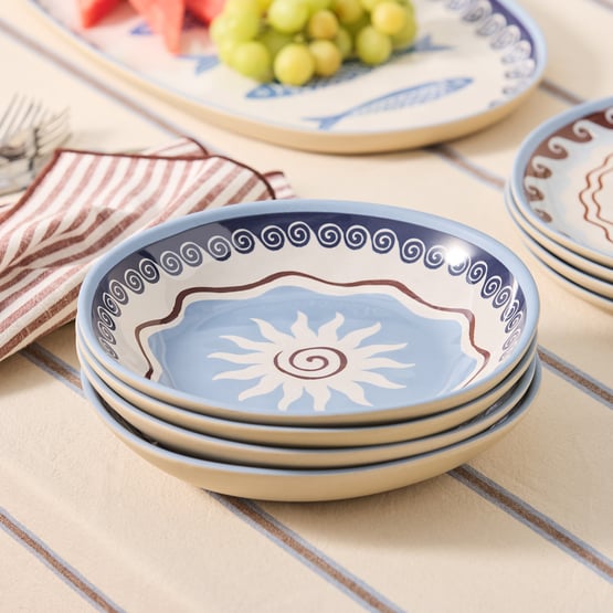 Aegean Blue Melamine Dinner Bowls Pack of 4
