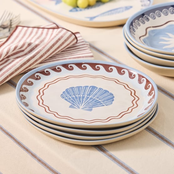 Aegean Blue Melamine Dinner Plates 4 of Pack