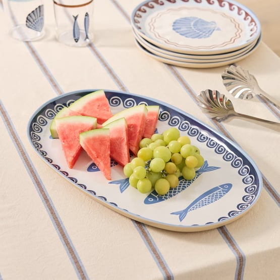 Aegean Blue Melamine Oval Tray