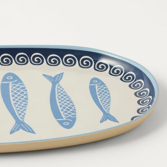 Aegean Blue Melamine Oval Tray