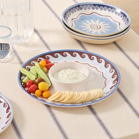 Aegean Blue Melamine Chip and Dip