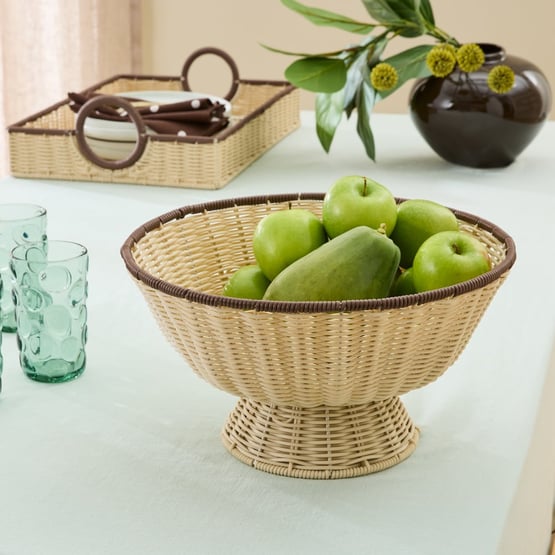 Piper Cream & Chocolate Pedestal Bowl