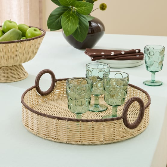 Piper Cream & Chocolate Round Tray