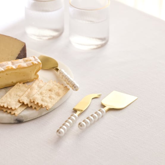 Pearl Gold Cheese Knives Set of 3