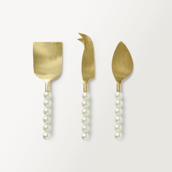 Pearl Gold Cheese Knives Set of 3