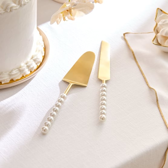 Pearl Gold Cake Servers Set of 2