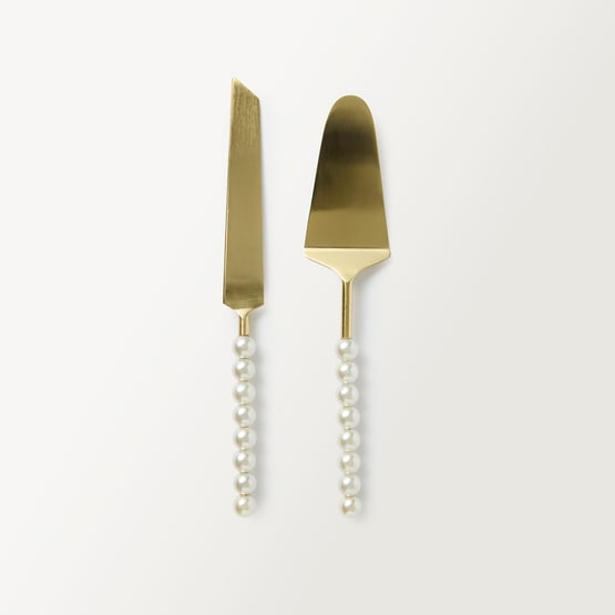 Pearl Gold Cake Servers Set of 2