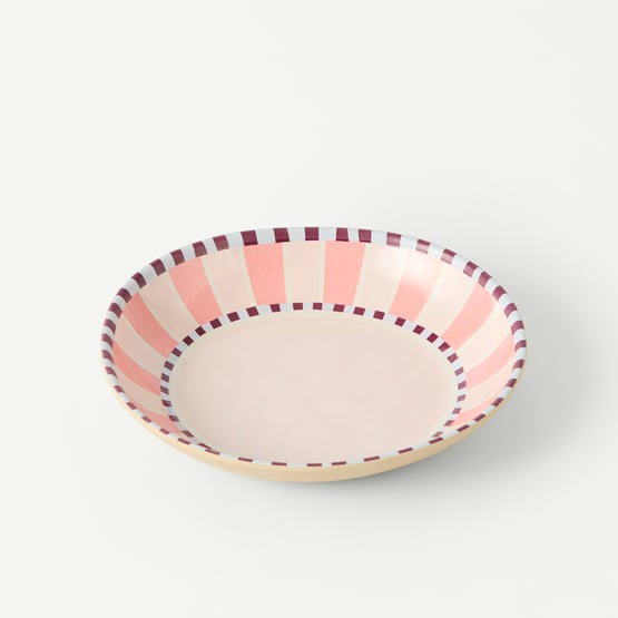Stripe Pink Melamine Dinner Bowls Pack of 4