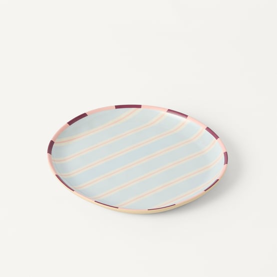 Stripe Blue Melamine Dinner Plates Pack of 4