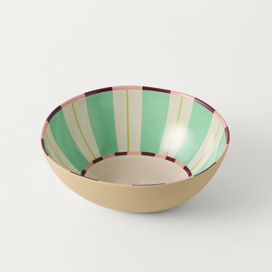 Stripe Green Melamine Serving Bowl