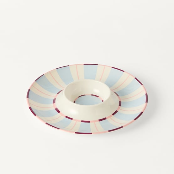 Stripe Blue Melamine Chip and Dip