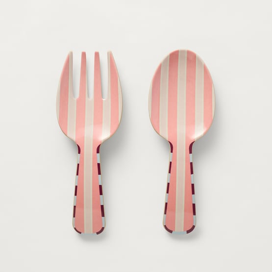 Stripe Pink Melamine Salad Servers