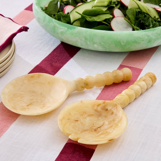 Arto Caramel Resin Bobble Salad Servers Set of 2