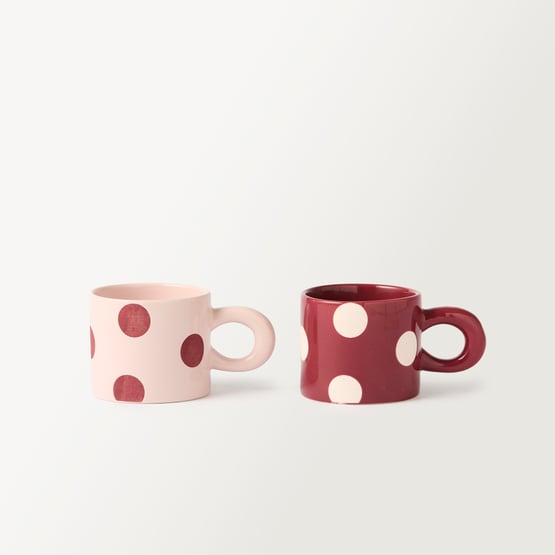 Spot Pink & Burgundy Mug Pack of 2