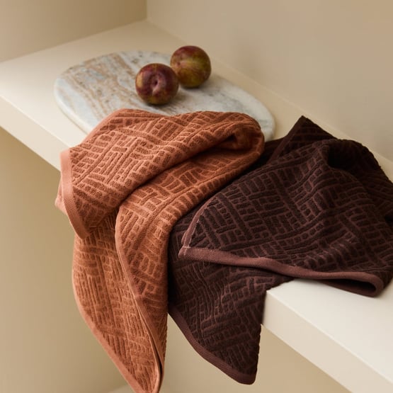 Aya Umber & Raisin Cotton Bamboo Tea Towel Pack of 2 