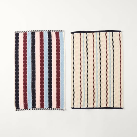 Mimi Iris, Peony, Plum & Sky Blue Cotton Bamboo Tea Towel Pack of 2