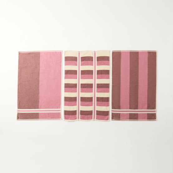 Australian Cotton Raspberry Stripe Tea Towel Pack of 3