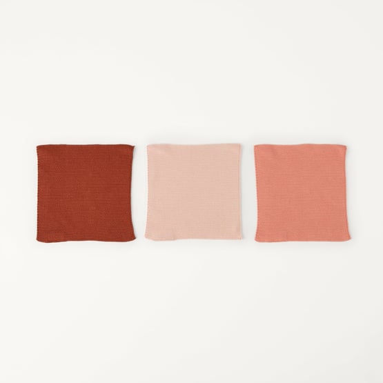 Hudson Redwood, Coral & Rose Cotton Bamboo Knitted Washcloths Pack of 3