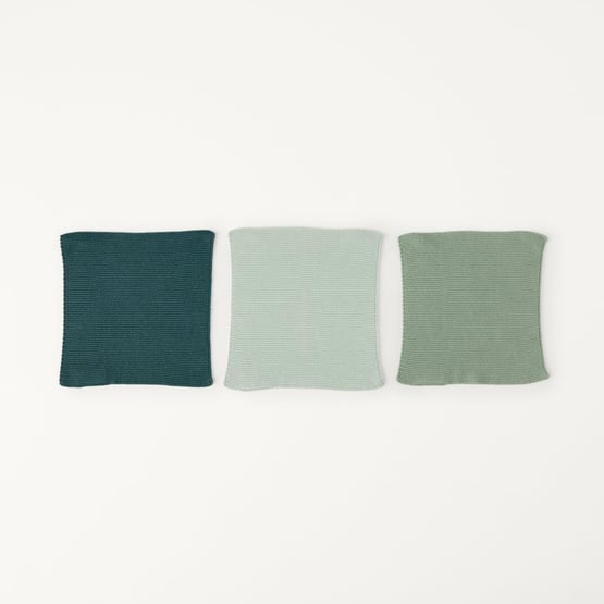 Hudson Seapine, Mineral & Spearmint Cotton Bamboo Knitted Washcloths Pack of 3