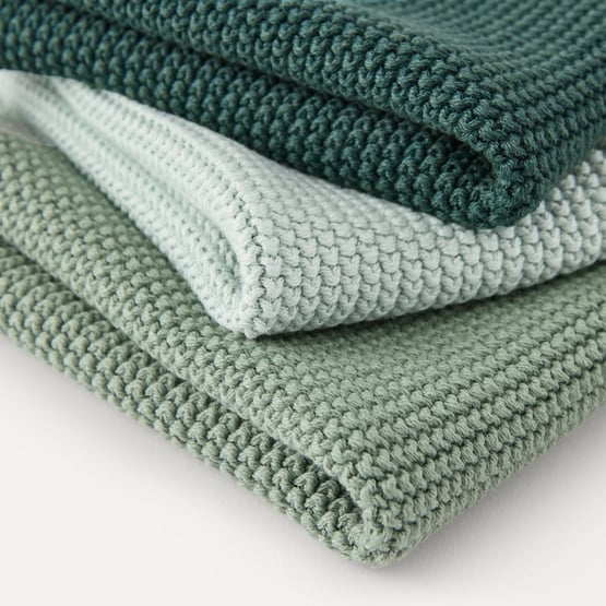 Hudson Seapine, Mineral & Spearmint Cotton Bamboo Knitted Washcloths Pack of 3