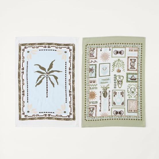 Artefact Blue & Green Tea Towel Pack of 2	