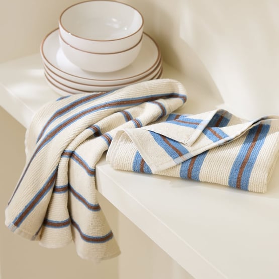 Frankie Blue & Brown Tea Towel Pack of 2