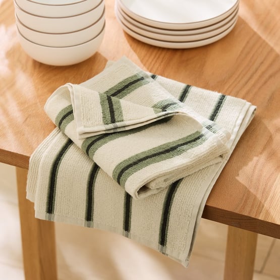 Frankie Dark Green & Light Green Tea Towel Pack of 2