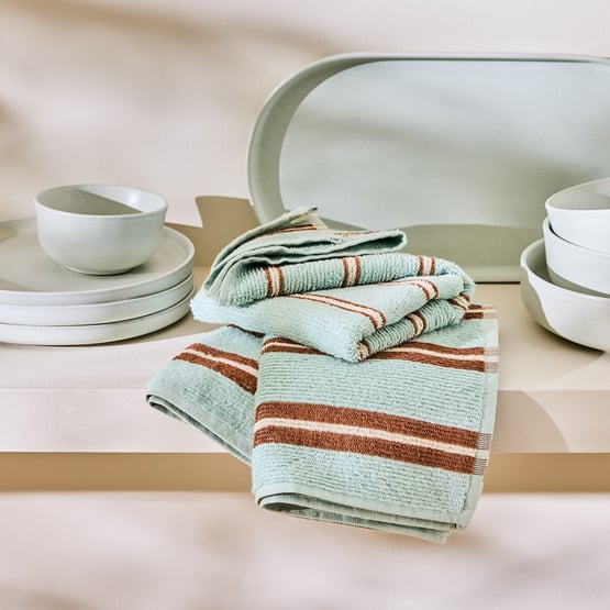 Frankie Mint & Brown Tea Towels Pack of 2