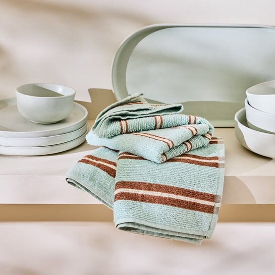 Frankie Mint & Brown Tea Towels Pack of 2