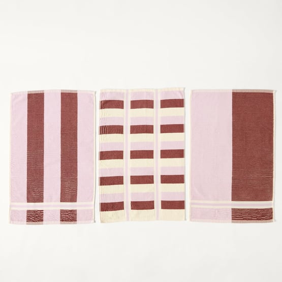 Australian Cotton Redwood & Orchid Stripe Tea Towel
