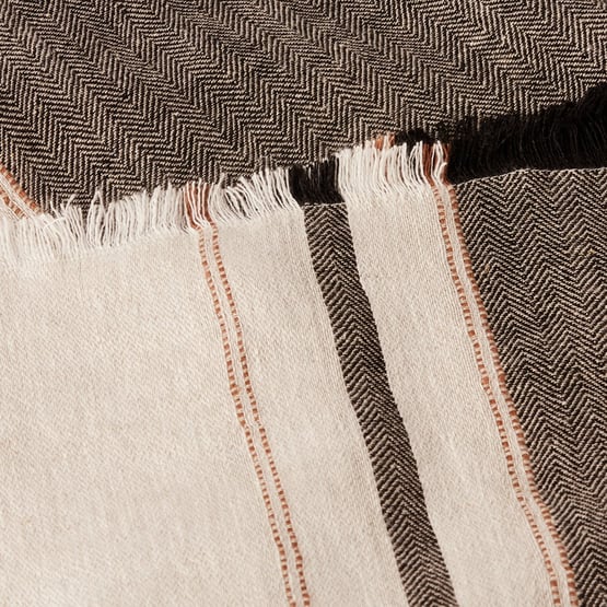Echo Brown Sugar & Black Stripe Linen Throw