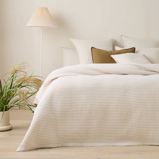 European Turkish Cotton Natural Waffle Washed Blanket