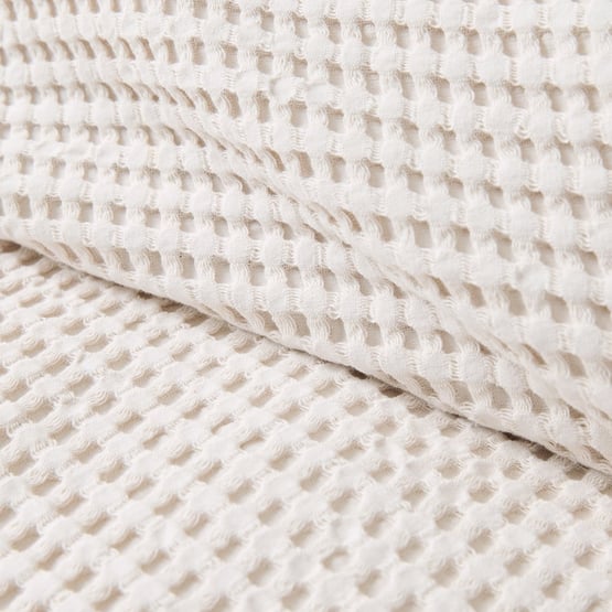 European Turkish Cotton Natural Waffle Washed Blanket