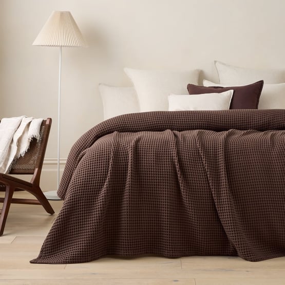 European Turkish Cotton Espresso Waffle Washed Blanket